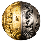 Sun & Moon 2024 $5 Filigree Gold-plated 2oz Silver Antique Spherical Coin