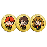 Harry Potter Chibi Harry, Ron & Hermione Gold-Plated Prooflike Medallion Trio