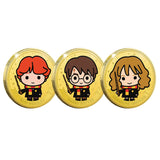 Harry Potter Chibi Harry, Ron & Hermione Gold-plated Prooflike Medallion Trio