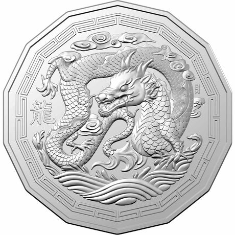Year of the Dragon 2024 50c Colour Tetradecagon Cu-Ni Uncirculated Coin