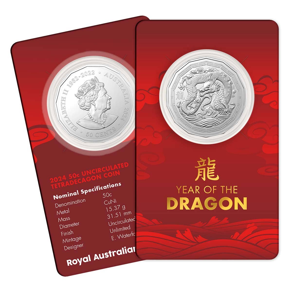 Australia Year of the Dragon 2024 50c Tetradecagon Cupro-Nickel