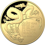 Year of the Dragon 2024 $100 Domed Gold Proof Coin