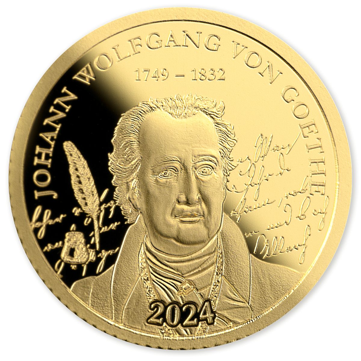Johann Wolfgang Von Goethe 2024 $50 1/2g Gold Proof Coin