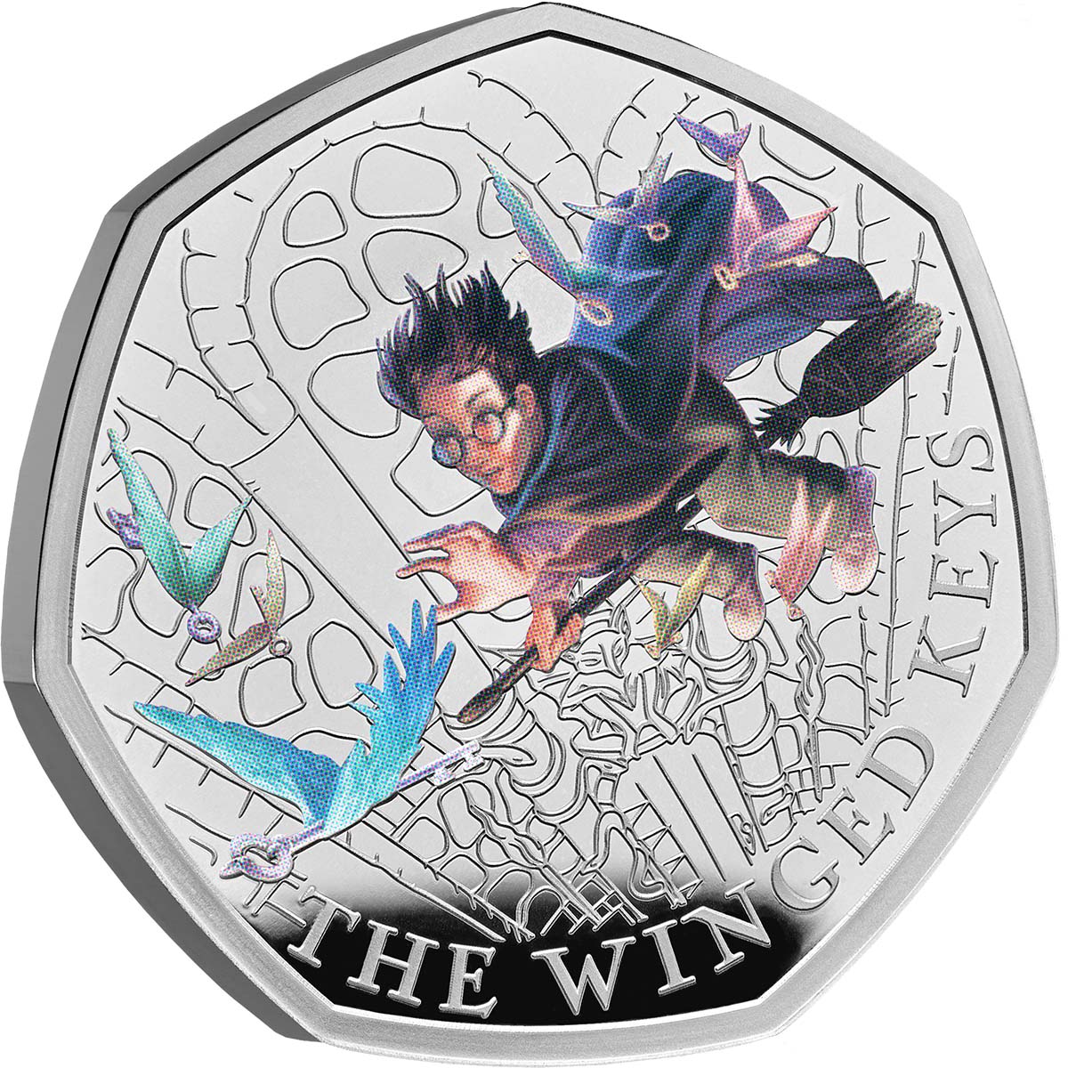 Harry Potter Winged Keys 2024 50p Coloured Silver Proof Coin