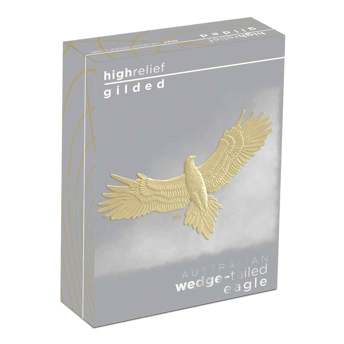 Australian Wedge-Tailed Eagle 10th Anniversary 2024 $1 1oz Silver Proof High Relief Gilded Coin
