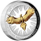 Australian Wedge-Tailed Eagle 10th Anniversary 2024 $1 1oz Silver Proof High Relief Gilded Coin