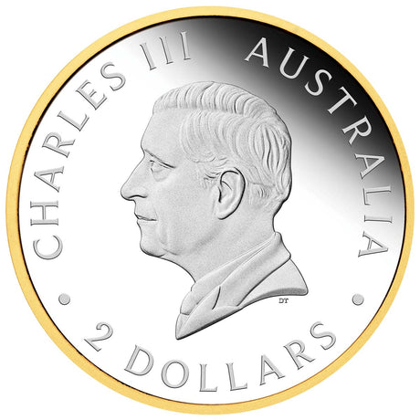 The Perth Mints 125th Anniversary 2024 $2 2oz Silver Proof Gilded Coin