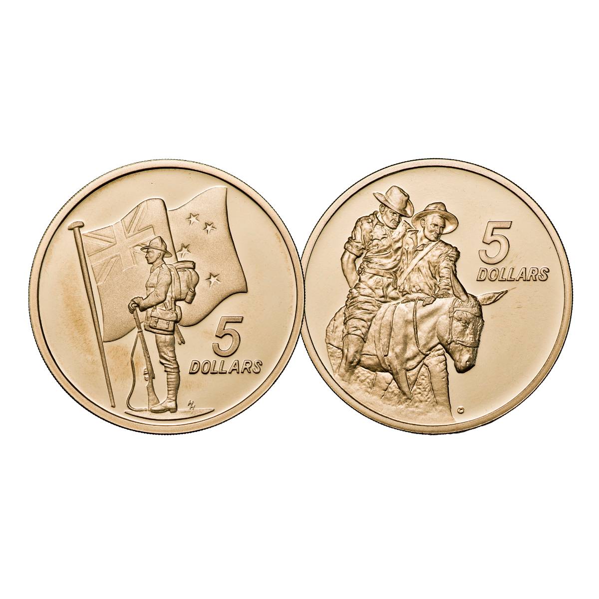 Australia ANZAC 75th Anniversary 1990 $5 Aluminium-Bronze 2-Coin Proof Set