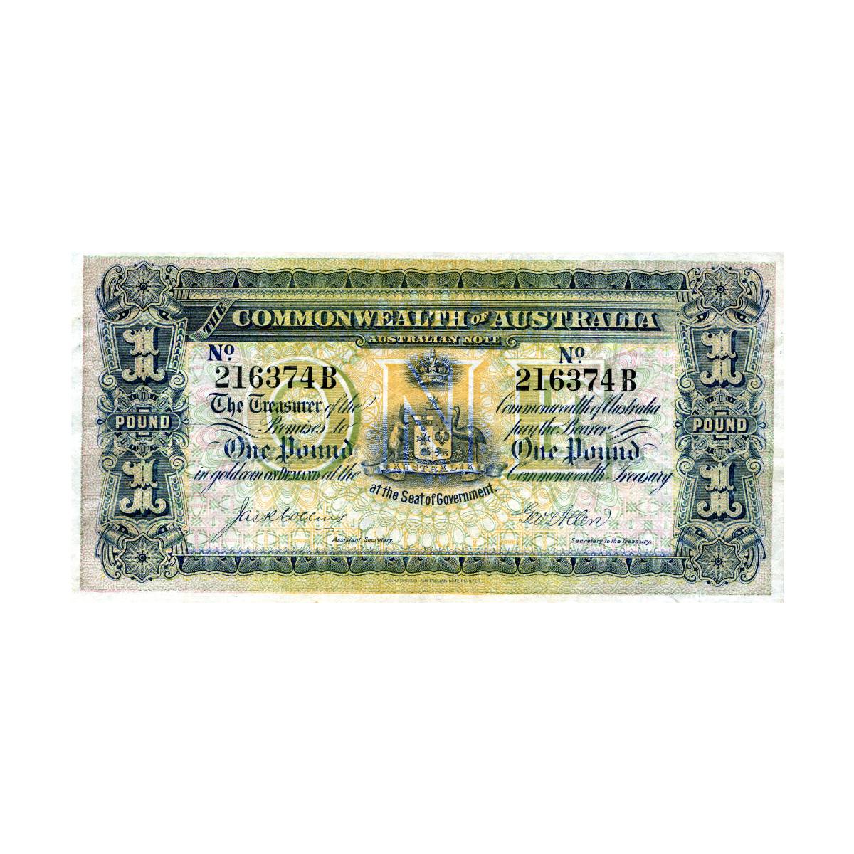 1913 £1 R18c Collins/Allen Very Fine Banknote