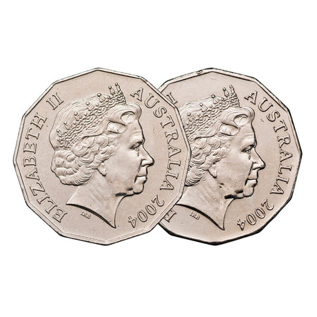 Australia 2004 50c Student Design & Coat of Arms Cupro-Nickel Uncirculated Pair