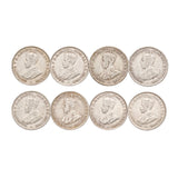 Australia George V 1921-28 Threepence Very Good-Fine 8-Coin Set