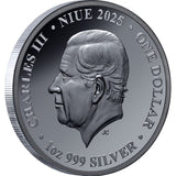 Australia at Night Bottlenose Dolphin 2025 $1 1oz Silver Black Proof Coin