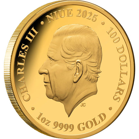 Australia at Night Bottlenose Dolphin 2025 $100 Platinum-plated 1oz Gold Proof Coin