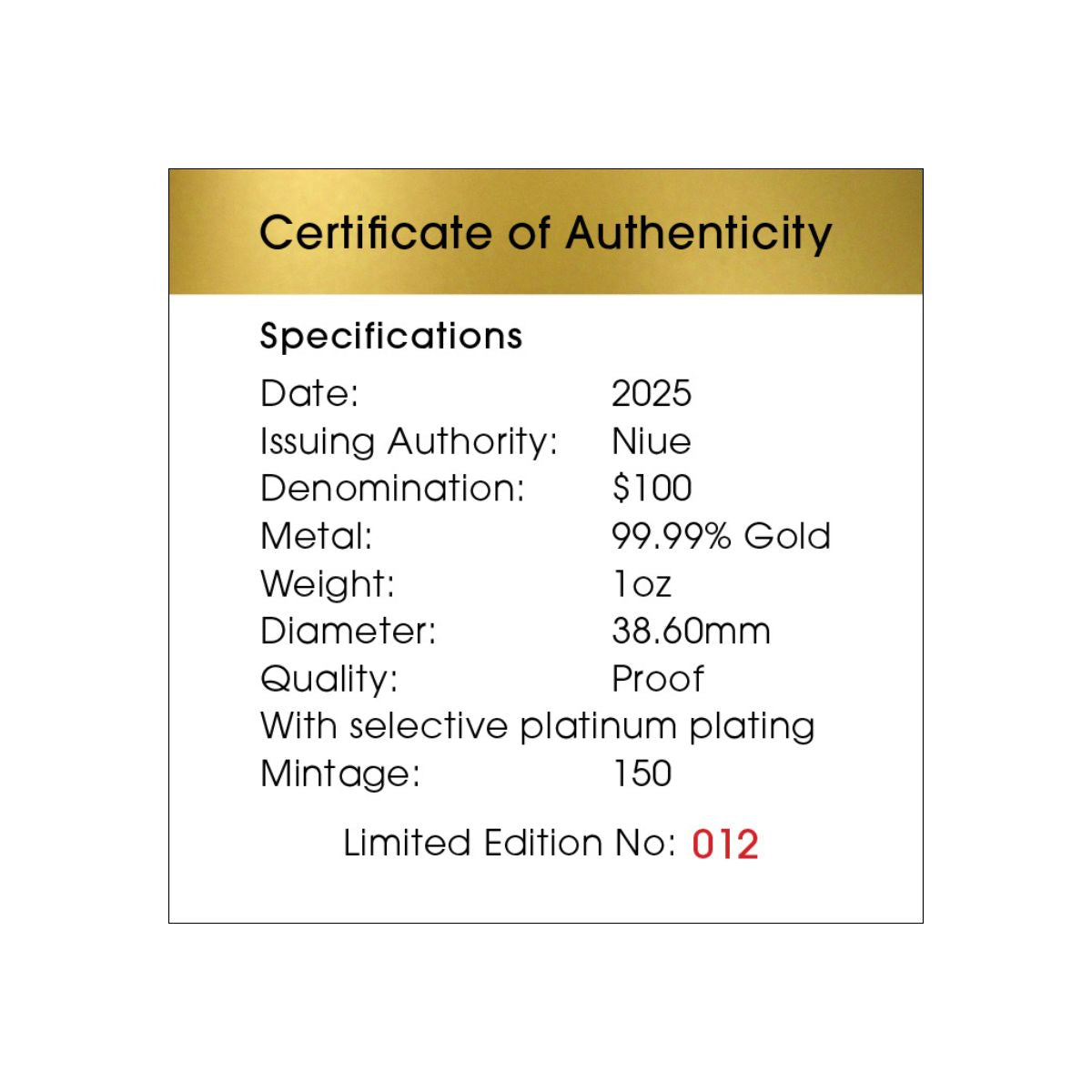 Australia at Night Bottlenose Dolphin 2025 $100 Platinum-plated 1oz Gold Proof Coin