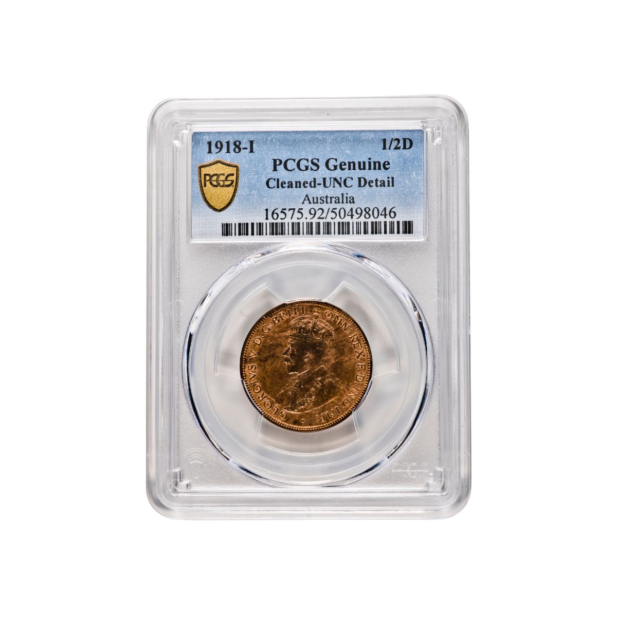 Australia George V 1918I Halfpenny PCGS Cleaned Unc Detail