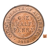 Australia George V 1918I Halfpenny PCGS Cleaned Unc Detail