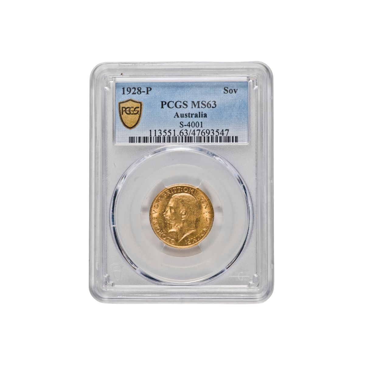 1928 Perth George V Gold Sovereign PCGS George V MS63 (Choice Uncirculated)