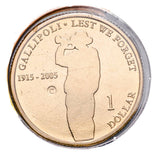 Australia Gallipoli 90th Anniversary 2005 $1 C Mintmark Uncirculated Coin