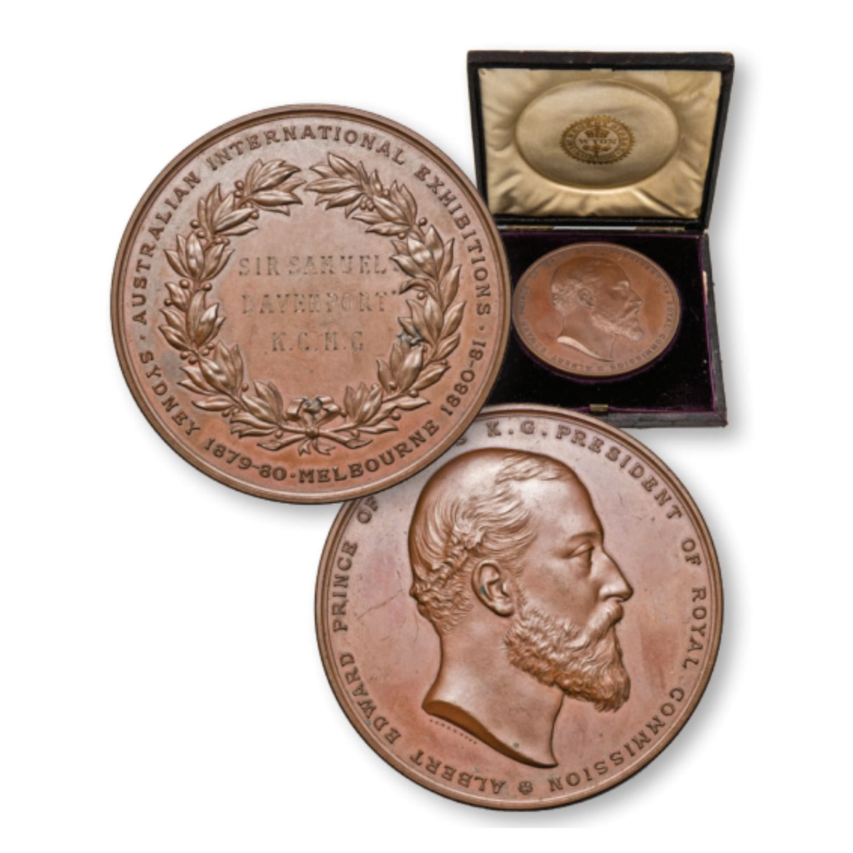 Australian International Exhibitions Sydney and Melbourne 1879-81 Copper Medal Awarded Sir Samual Davenport Near FDC