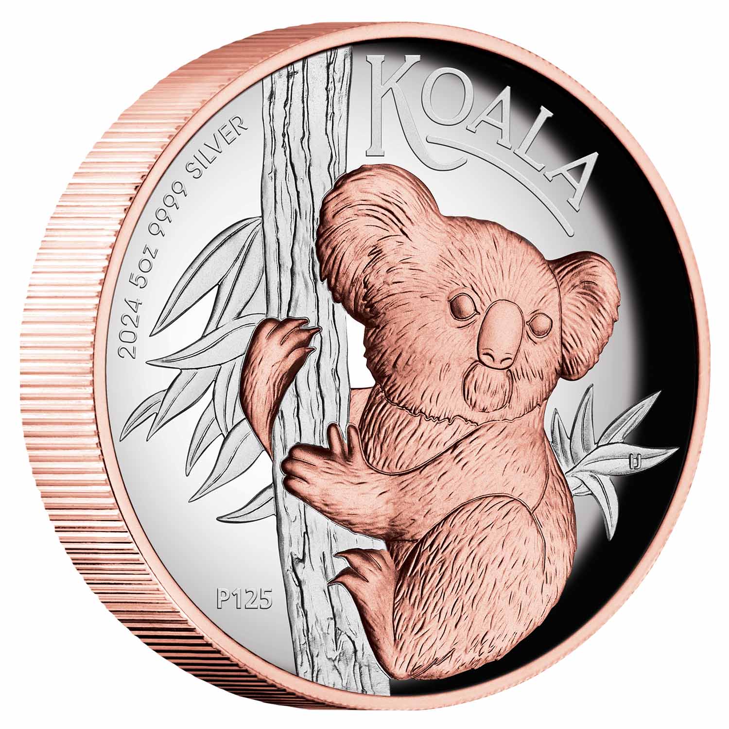 Australia Koala 2024 $8 High Relief Rose Gold-plated 5oz Silver