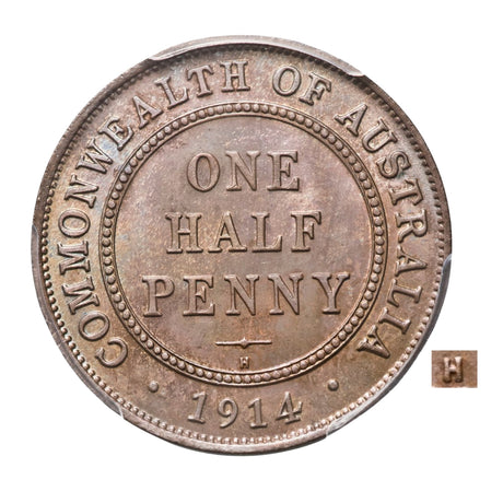 Australia George V 1914H Halfpenny PCGS MS64BN (Choice Uncirculated Brown)