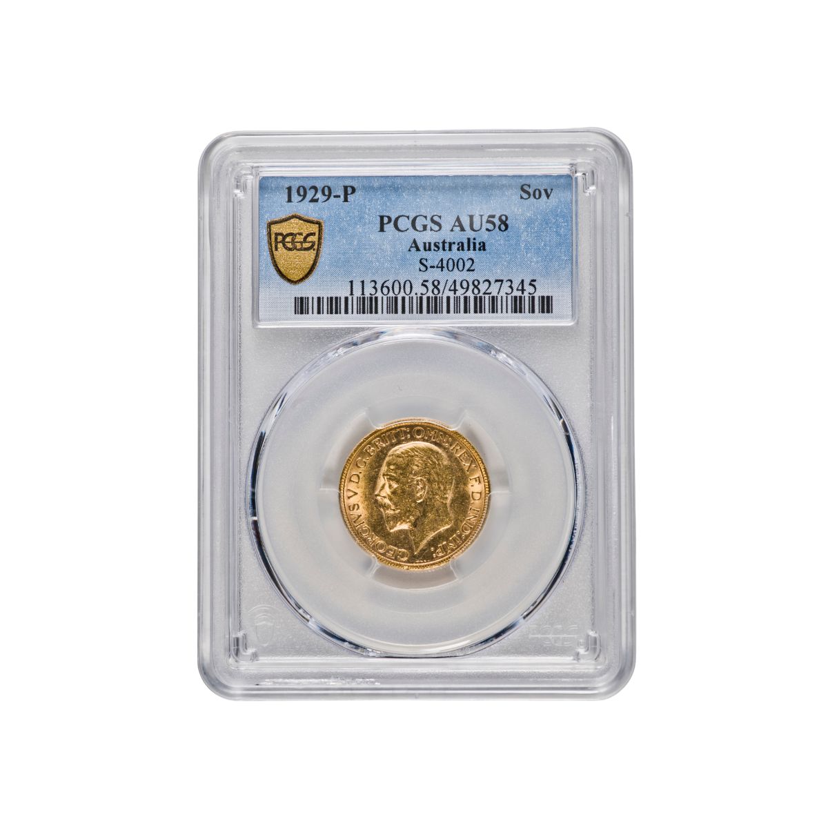 1929 Perth George V Gold Sovereign PCGS AU58 about Uncirculated