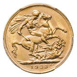 1923 Perth George V Gold Sovereign PCGS AU58 about Uncirculated