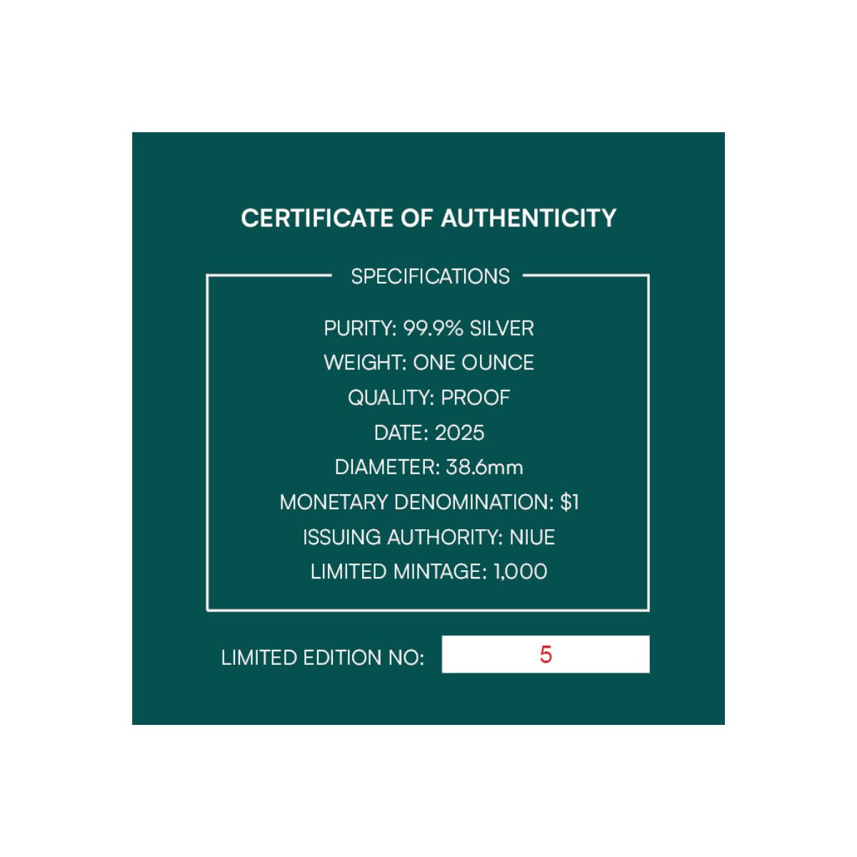 Colours of Australia 2025 $1 Evergreen Rainforests 1oz Silver Proof Coin