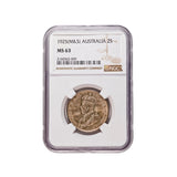 Australia George V 1925 Florin NGC MS63 (Choice Uncirculated)