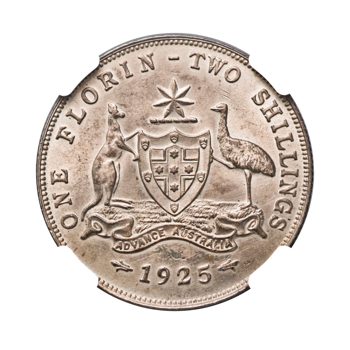 Australia George V 1925 Florin NGC MS63 (Choice Uncirculated)