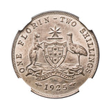 Australia George V 1925 Florin NGC MS63 (Choice Uncirculated)