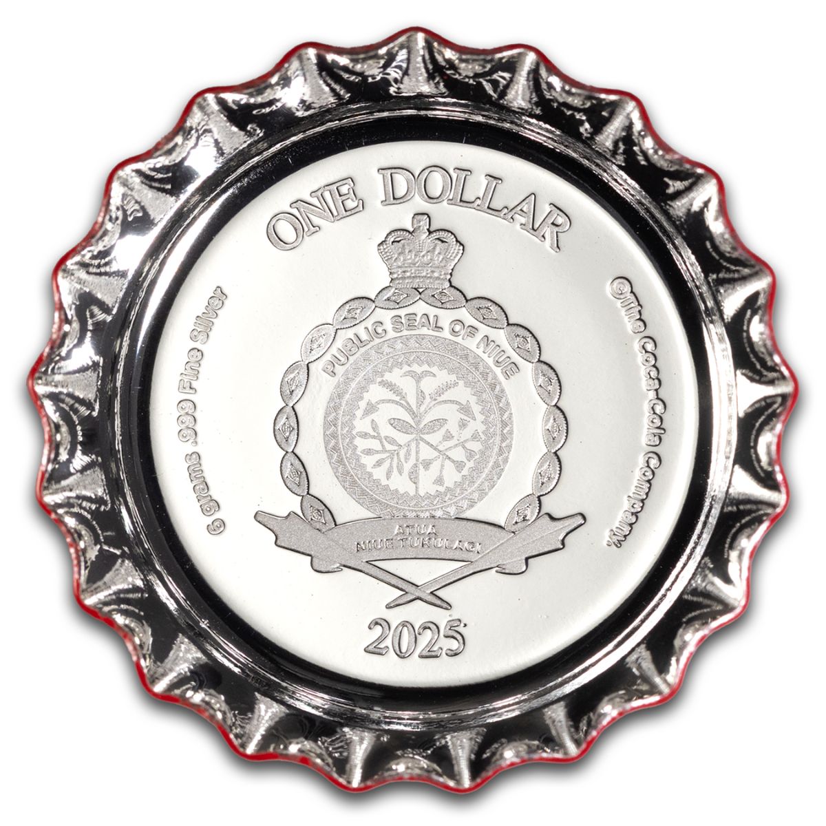 Coca-Cola 2025 $1 Bottle Cap Shaped Silver Coin