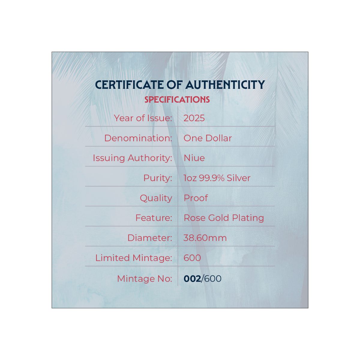 Pink Flamingo 2025 $1 Rose Gold-plated 1oz Silver Proof Coin