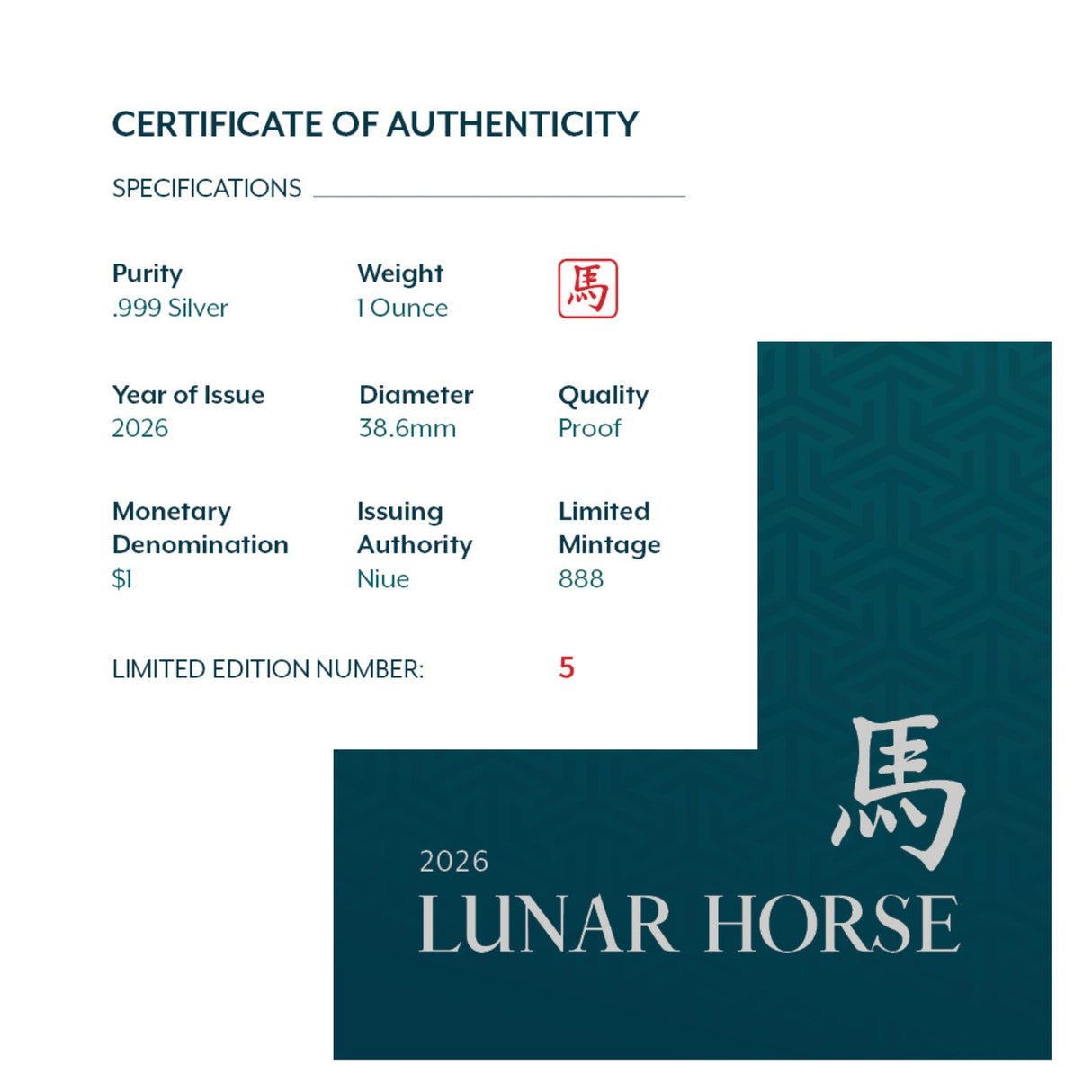 Lunar Year of the Horse 2026 1oz Silver Proof Coin