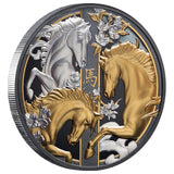 Lunar Year of the Horse 2026 $10 Gold-plated 5oz Silver Black Proof Coin