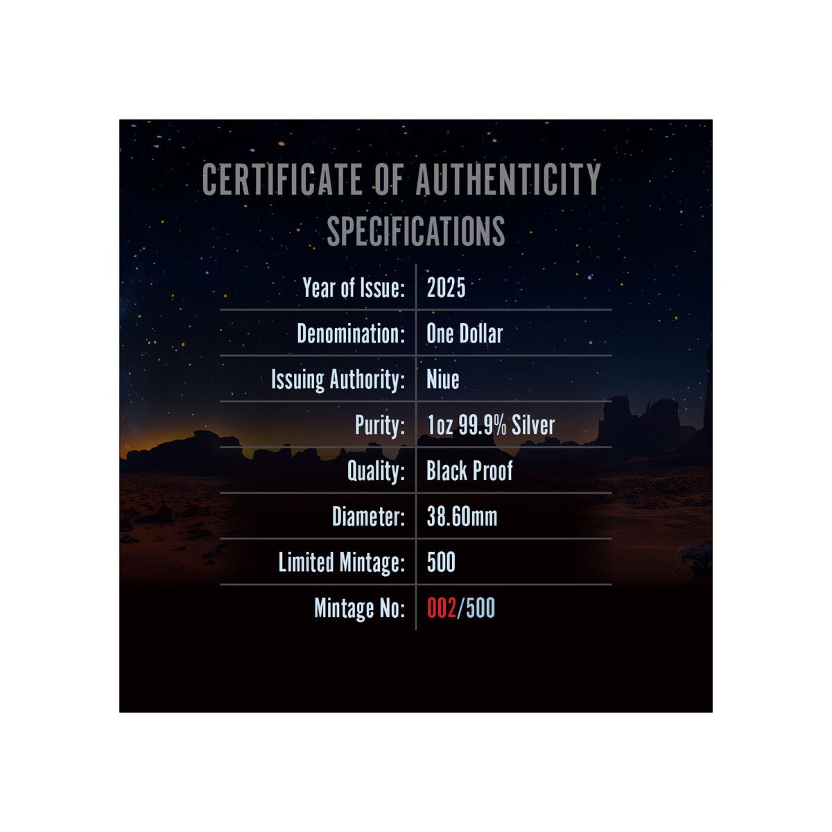 Alien Abduction 2025 $1 1oz Silver Black Proof Coin