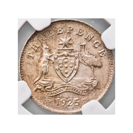 Australia George V 1925 Threepence NGC MS64 (Choice Uncirculated)