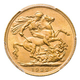 George V 1922M Gold Sovereign PCGS MS63 (Choice Uncirculated)