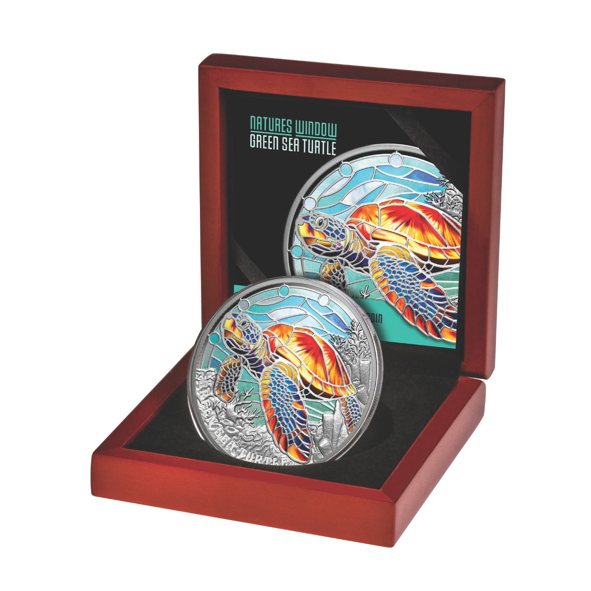 Nature’s Window Green Sea Turtle 2025 $5 Colour 2oz Silver Proof Coin