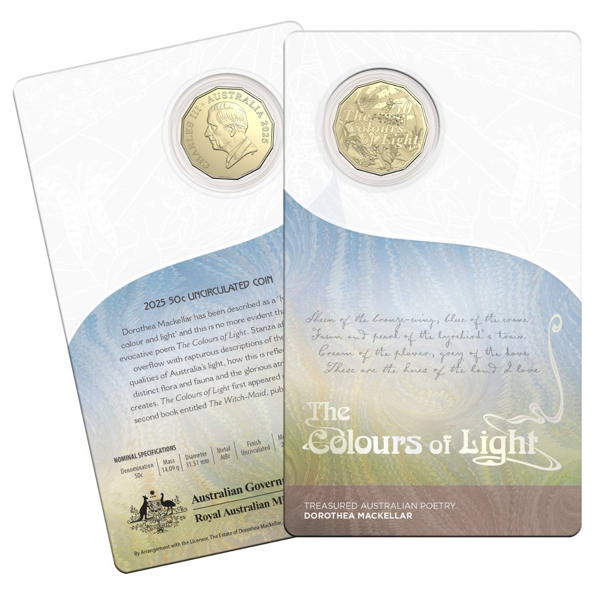 Australia Dorothea Mackellar - The Colours of Light 2025 50c Uncirculated Coin