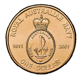Australia Army, RAAF & Navy Anniversary 2001 $1 Alumium-Bronze Uncirculated 3-Coin Set