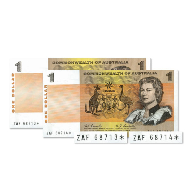 Australian Star Replacement banknote showing the star worked into the serial number