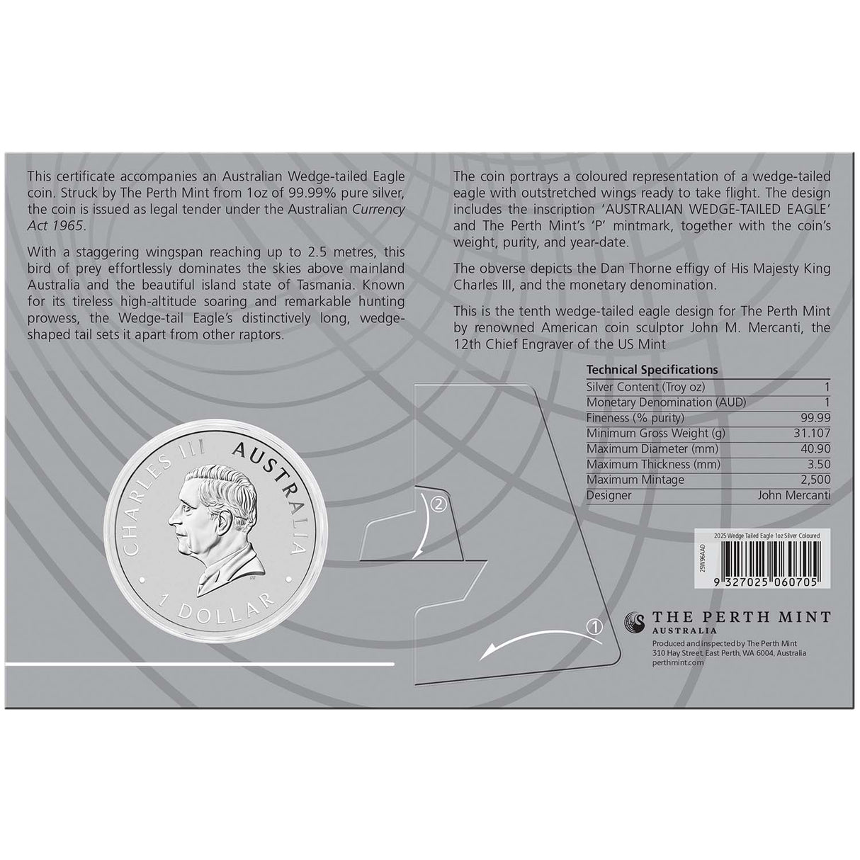 Australia Wedge-Tailed Eagle 2025 $1 Colour 1oz Silver Brilliant Uncirculated Coin