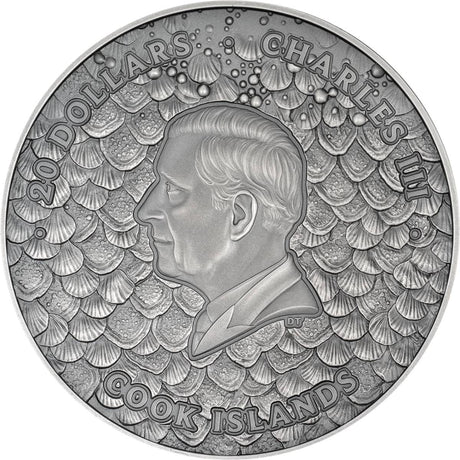 Sea Monster 2025 $20 Colour 3oz Silver Antique Coin