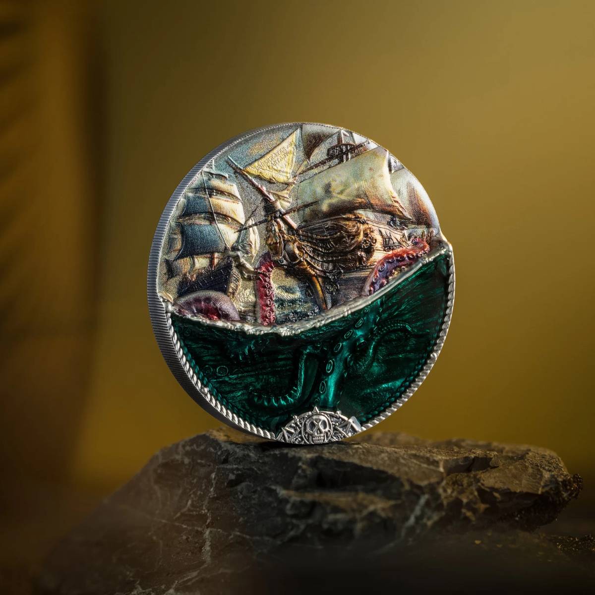 Sea Monster 2025 $20 Colour 3oz Silver Antique Coin
