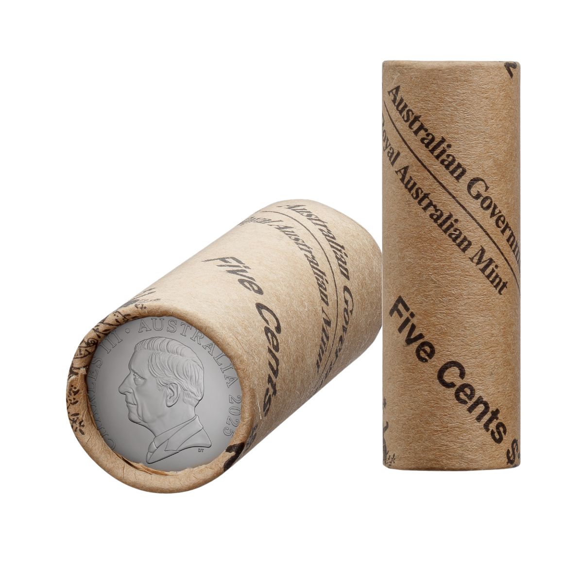 Australia Charles III 2025 5c Cupro-Nickel Uncirculated 40-Coin Heads/Heads or Tails/Tails RAM Mint Roll