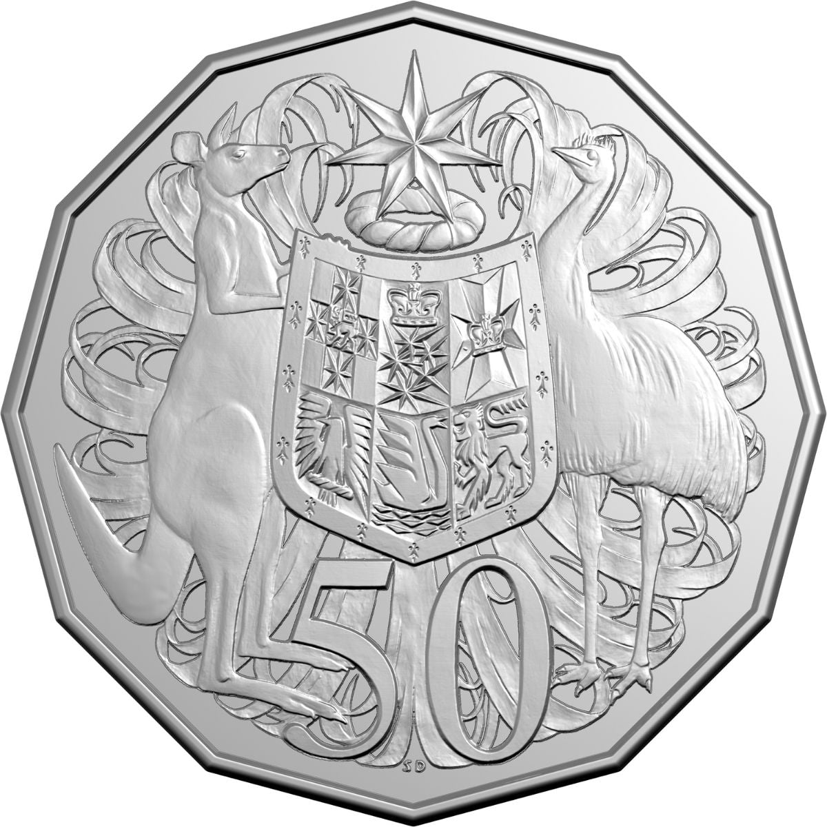 Australia Charles III 2025 50c Cupro-Nickel Uncirculated 20-Coin Heads/Heads or Tails/Tails RAM Mint Roll