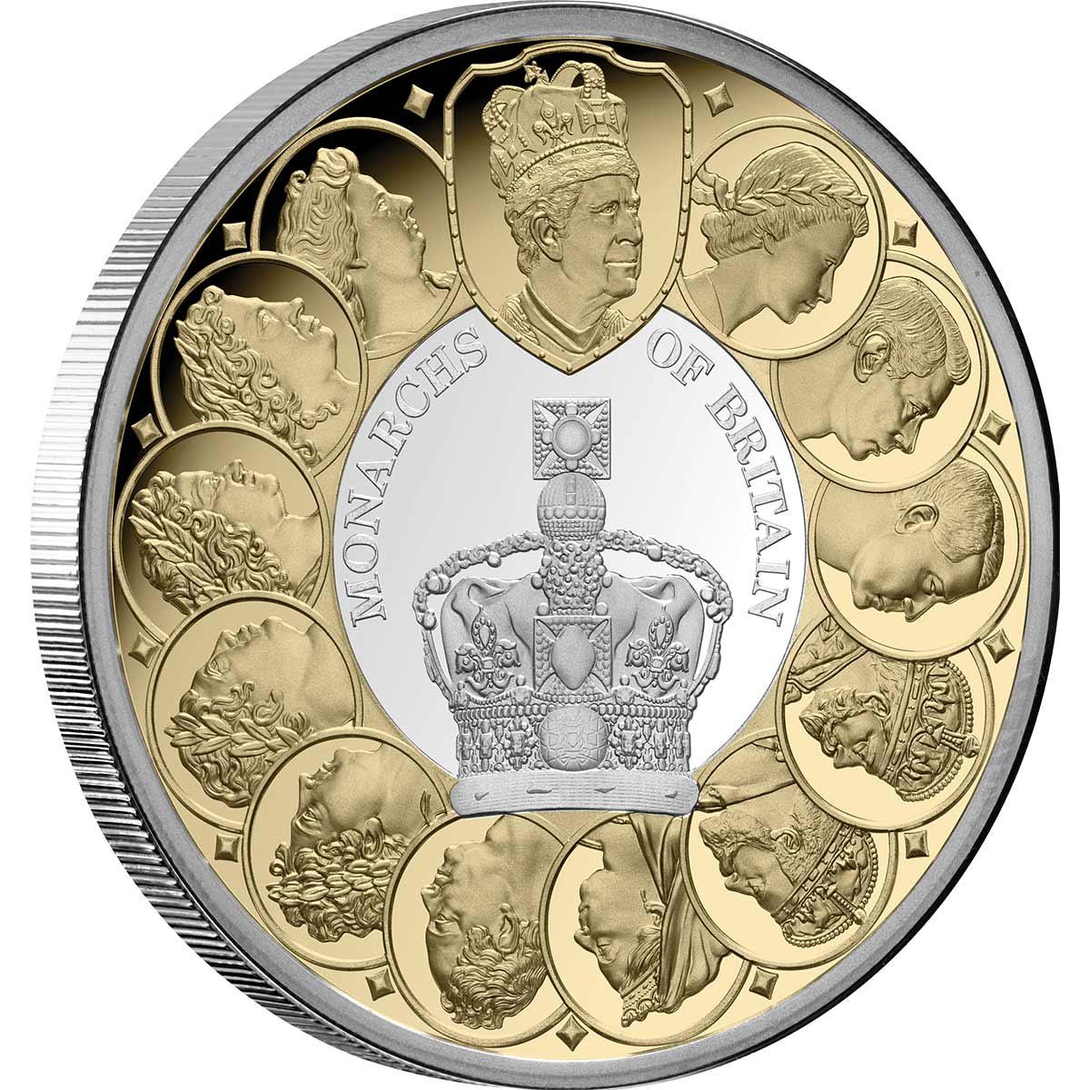 Monarchs of Britain 2025 $1 Gold-plated 1oz Silver Proof Coin