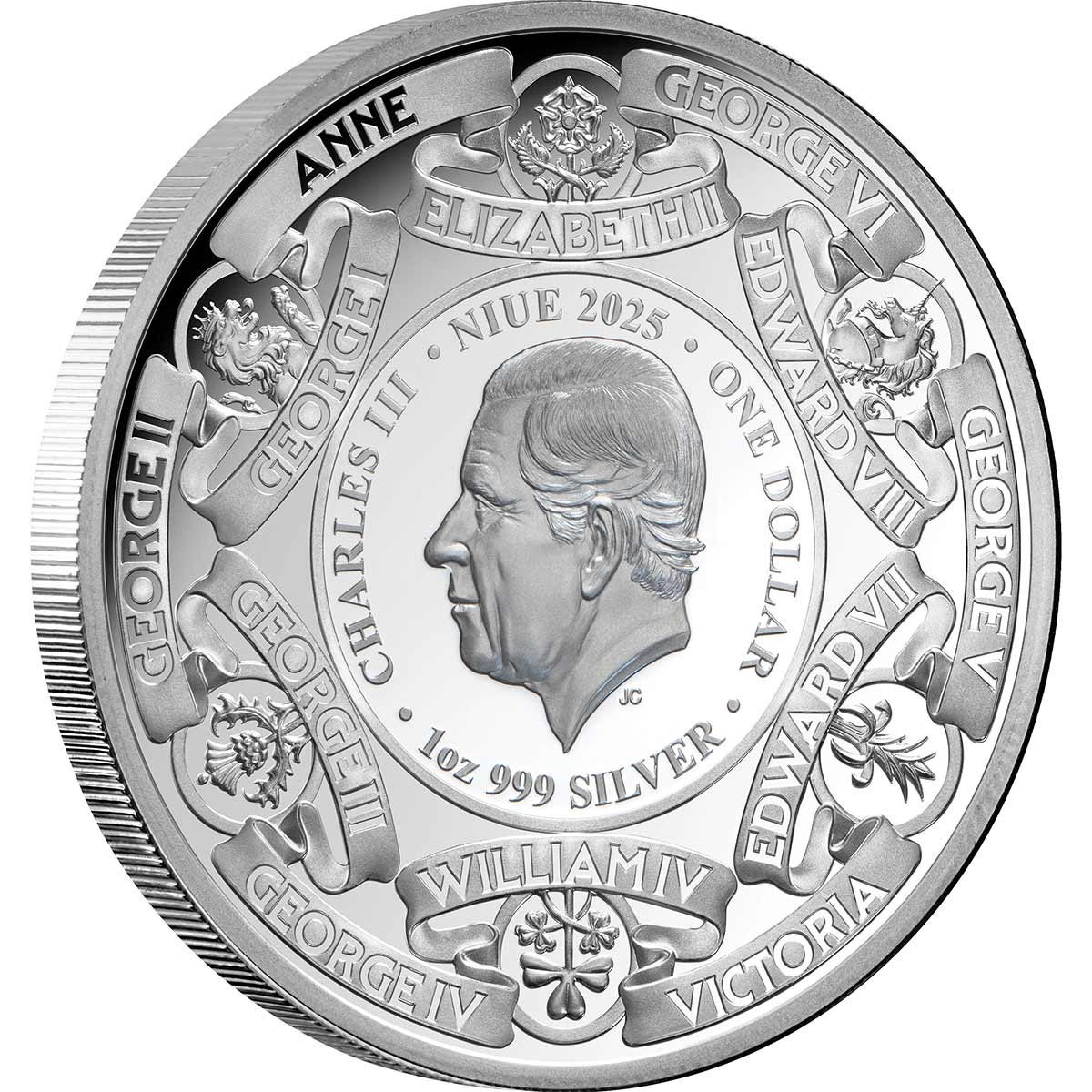 Monarchs of Britain 2025 $1 Gold-plated 1oz Silver Proof Coin