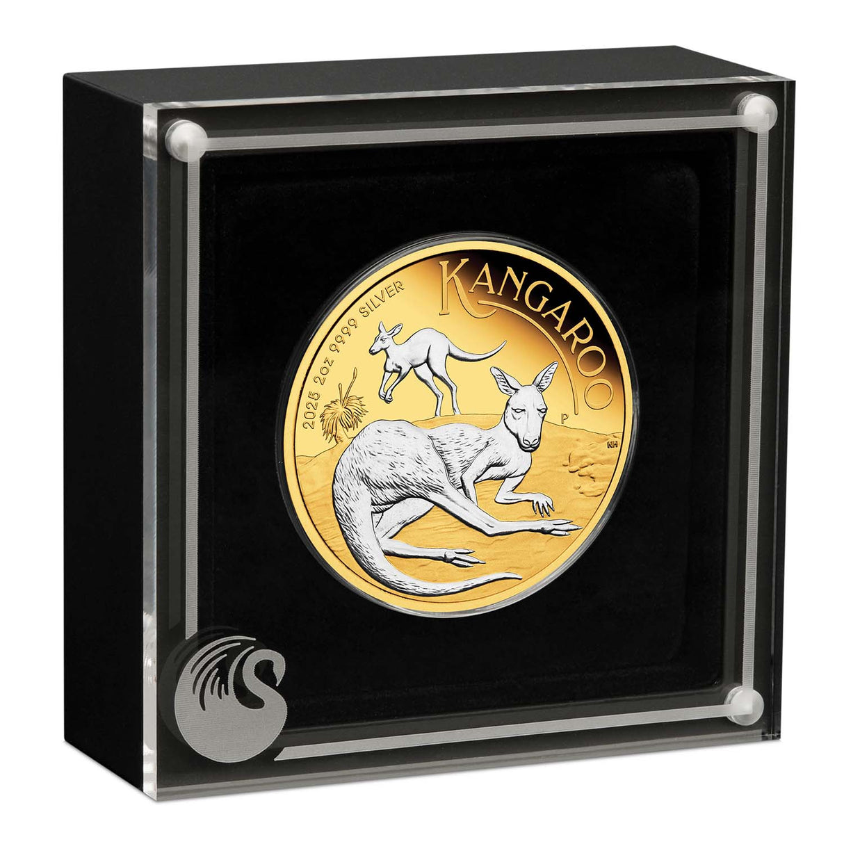 Australia Kangaroo 2025 $2 Gold-plated 2oz Silver Proof Coin